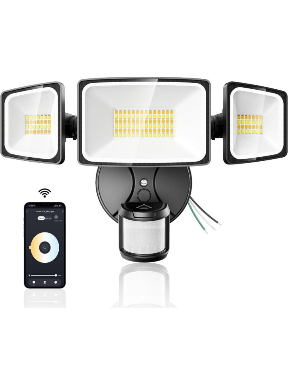 Smart Outdoor Motion Sensor Security Lights, WiFi Control, Dimmable LED Flood